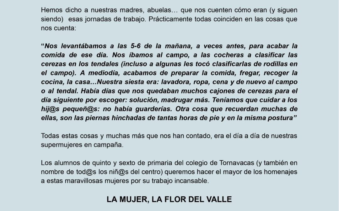 Homenaje a la mujer cerecera con motivo del 8 de Marzo