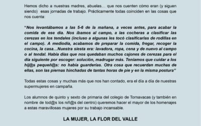 Homenaje a la mujer cerecera con motivo del 8 de Marzo